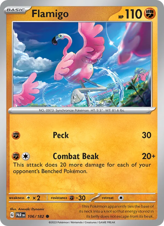 Flamigo Normal 106/182 Paradox Rift Pokémon Card