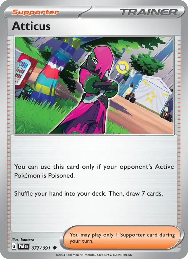 Atticus Reverse Holo 077/91 Paldean Fates Pokémon Card