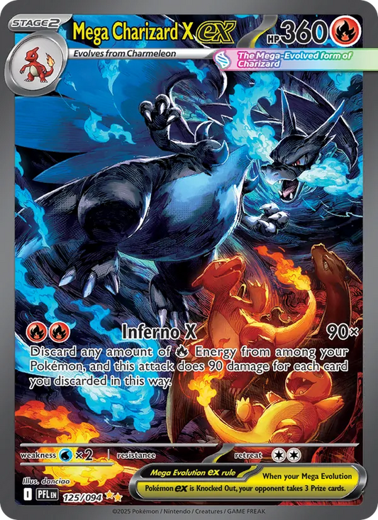 Mega Charizard X ex Holo 125/94 Phantasmal Flames Pokémon Card