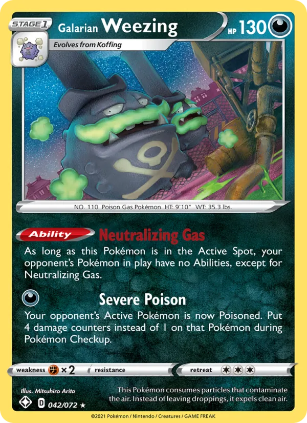 Galarian Weezing Reverse Holo 042/72 Shining Fates Pokémon Card