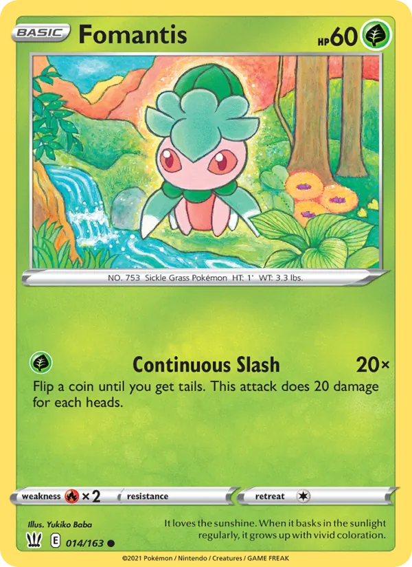 Fomantis Reverse Holo 014/163 Battle Styles Pokémon Card