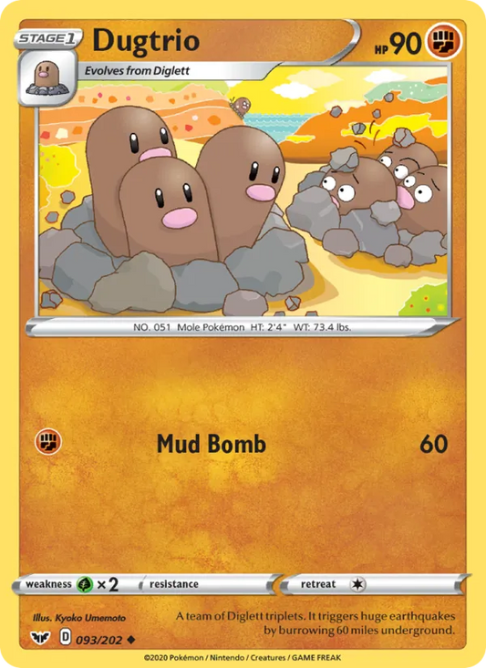 Dugtrio Reverse Holo 093/202 Sword & Shield Pokémon Card