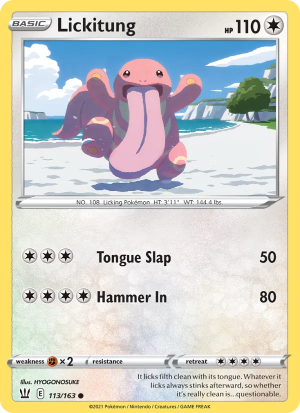 Lickitung Reverse Holo 113/163 Battle Styles Pokémon Card