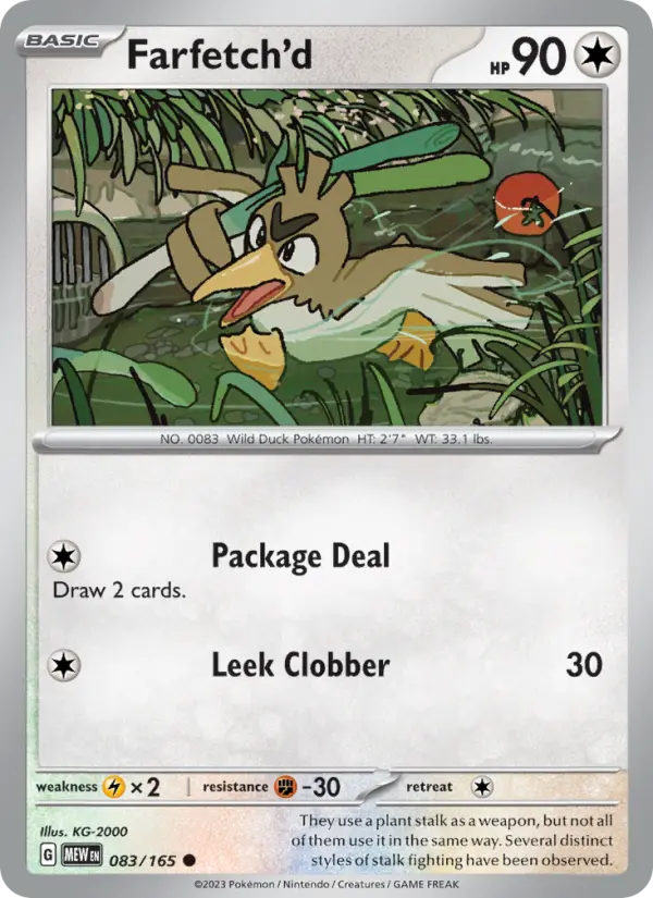 Farfetch'd Reverse Holo 083/165 151 Pokémon Card