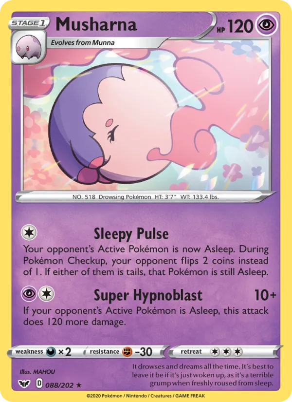 Musharna Reverse Holo 088/202 Sword & Shield Pokémon Card