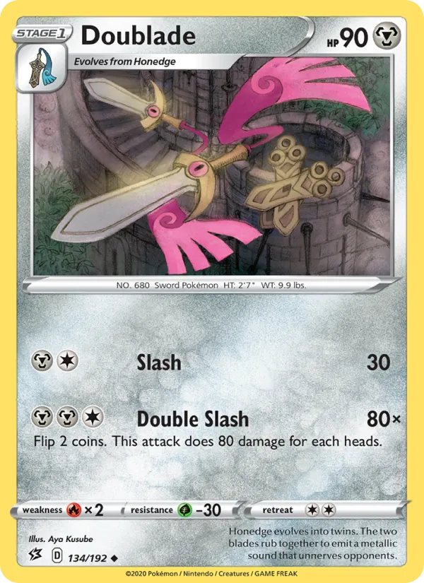 Doublade Reverse Holo 134/192 Rebel Clash Pokémon Card