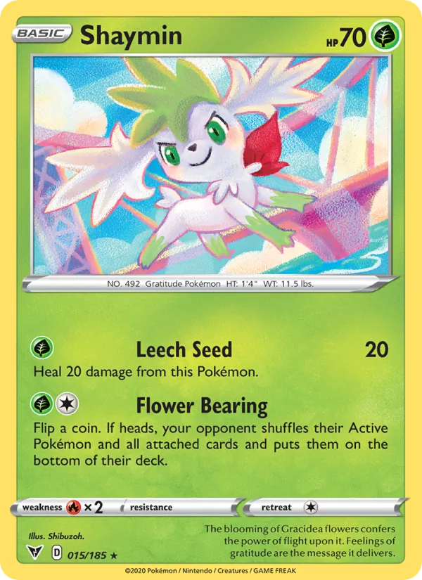 Shaymin Reverse Holo 015/185 Vivid Voltage Pokémon Card