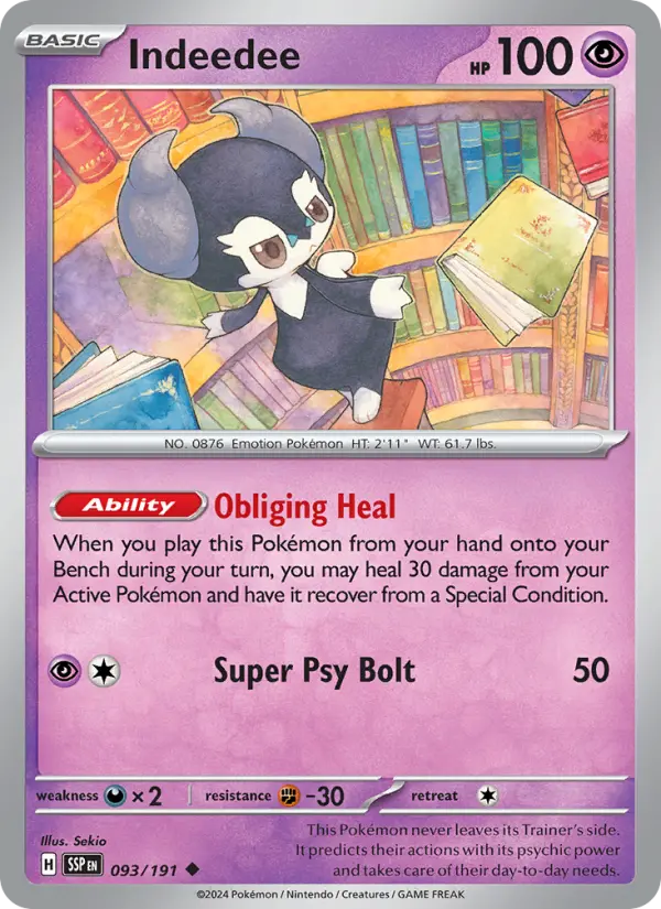 Indeedee Reverse Holo 093/191 Surging Sparks Pokémon Card