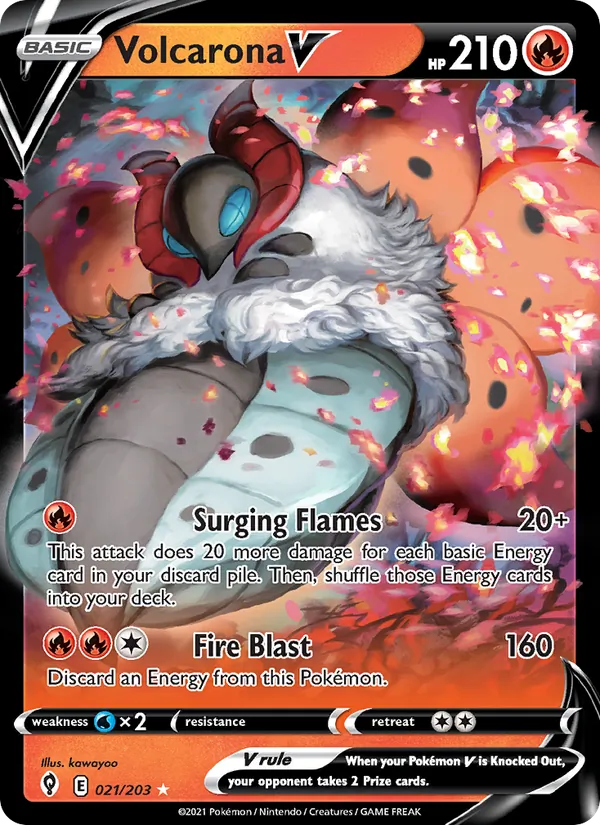 Volcarona V Holo 021/203 Evolving Skies Pokémon Card
