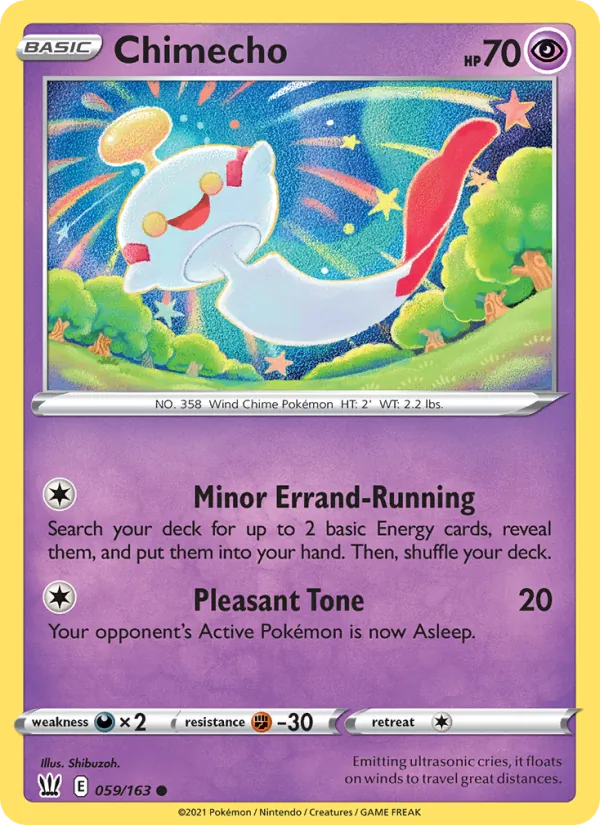 Chimecho Reverse Holo 059/163 Battle Styles Pokémon Card