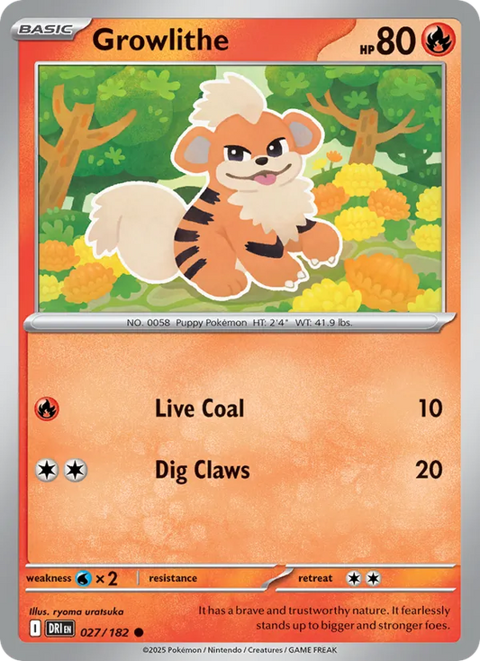 Growlithe Normal 027/182 Destined Rivals Pokémon Card