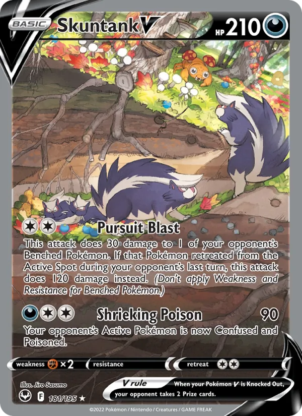 Skuntank V Holo 181/195 Silver Tempest Pokémon Card