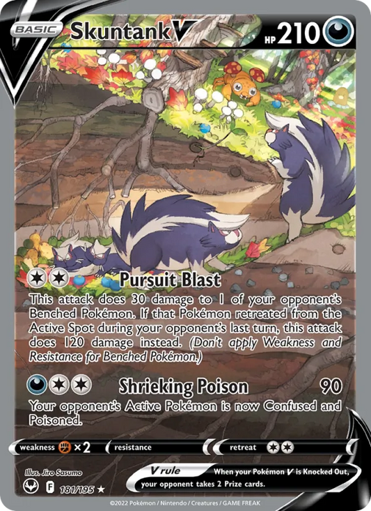 Skuntank V Holo 181/195 Silver Tempest Pokémon Card
