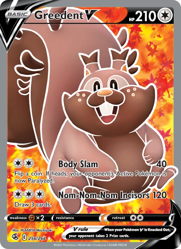 Greedent V Holo 256/264 Fusion Strike Pokémon Card