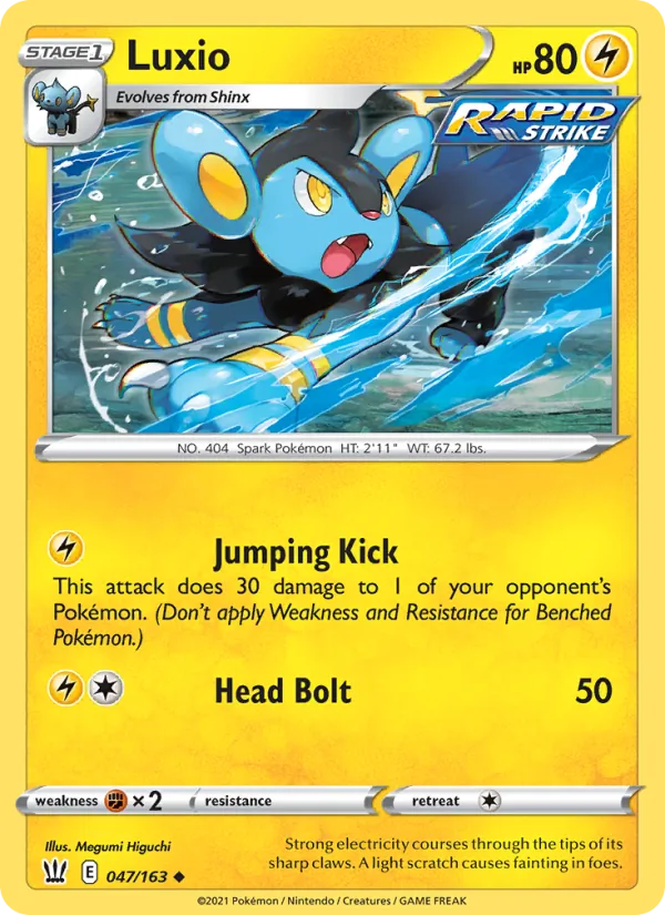 Luxio Reverse Holo 047/163 Battle Styles Pokémon Card