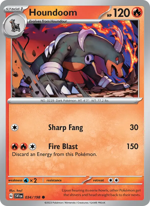 Houndoom Non-Foil 034/198 Scarlet & Violet Pokémon Card