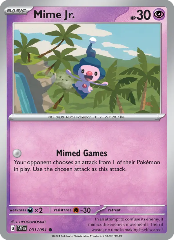 Mime Jr. Reverse Holo 031/91 Paldean Fates Pokémon Card