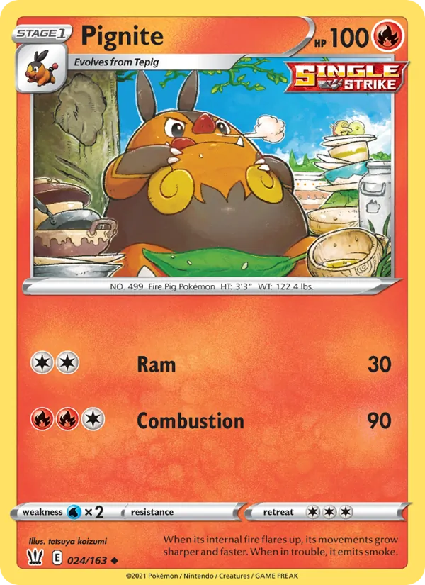 Pignite Reverse Holo 024/163 Battle Styles Pokémon Card