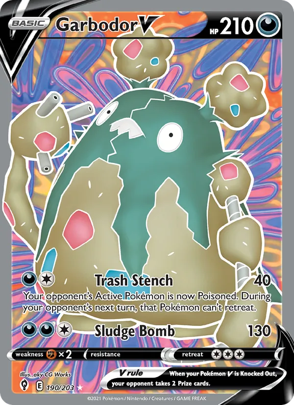 Garbodor V Holo 190/203 Evolving Skies Pokémon Card