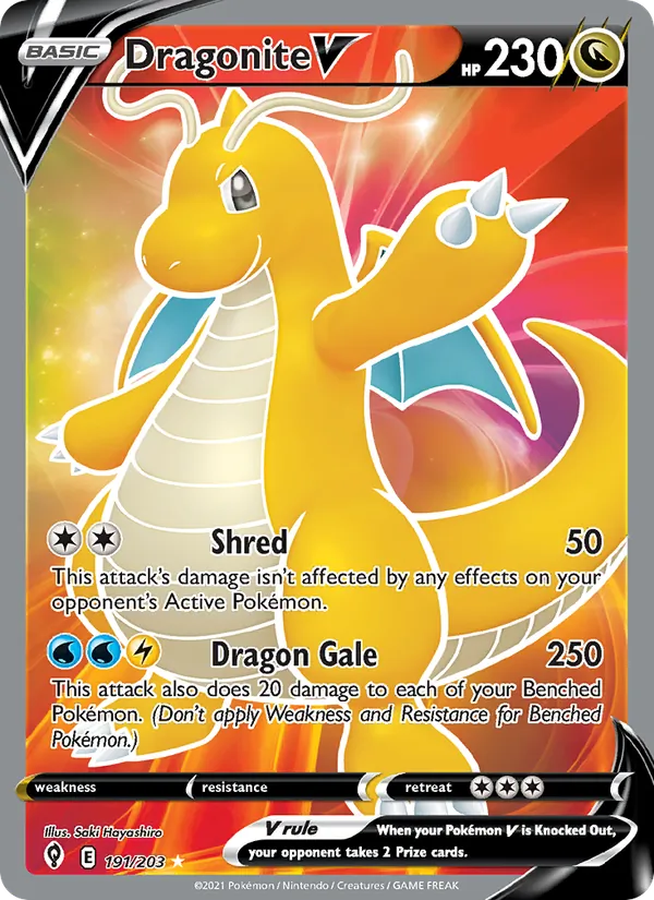 Dragonite V Holo 191/203 Evolving Skies Pokémon Card