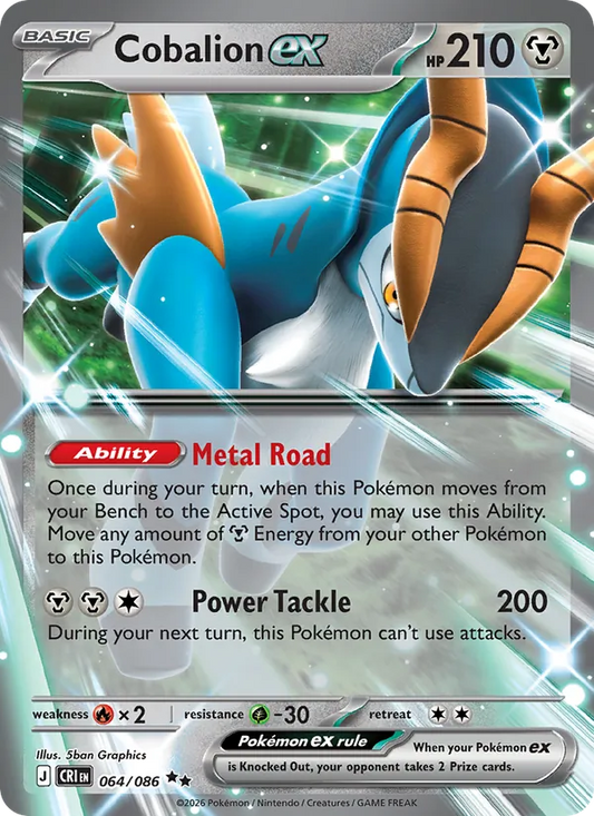 Cobalion ex Holo 064/86 Chaos Rising Pokémon Card