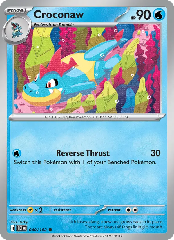 Croconaw Reverse Holo 040/162 Temporal Forces Pokémon Card