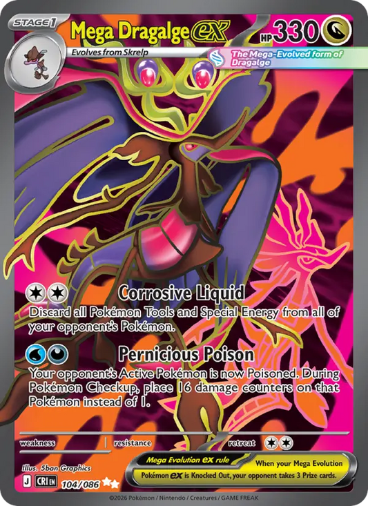 Mega Dragalge ex Non-Foil 104/86 Chaos Rising Pokémon Card