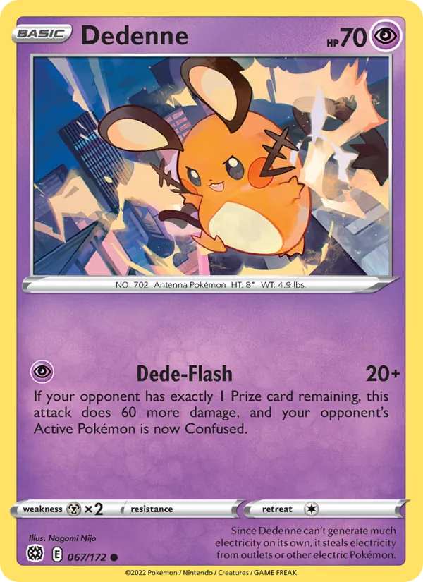 Dedenne Reverse Holo 067/172 Brilliant Stars Pokémon Card