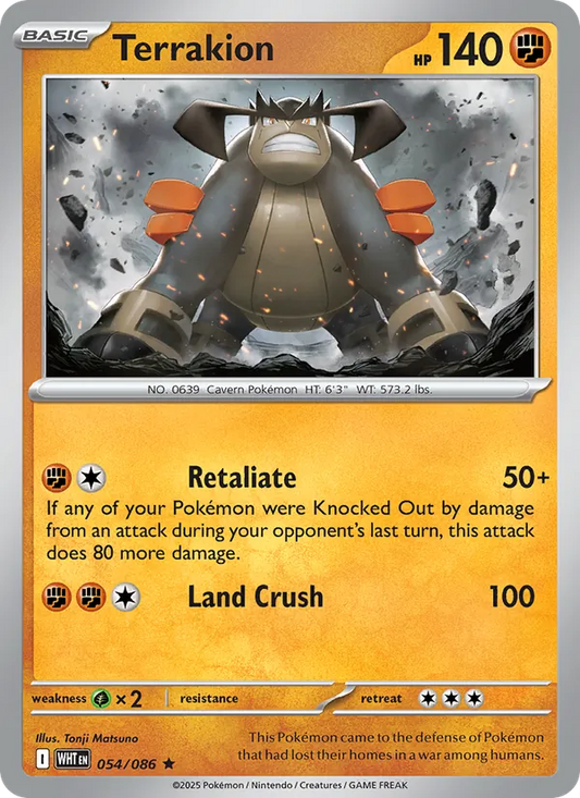 Terrakion Holo 054/86 White Flare Pokémon Card