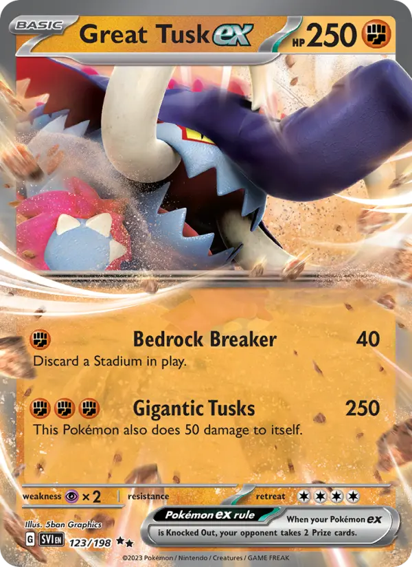Great Tusk ex Holo 123/198 Scarlet & Violet Pokémon Card