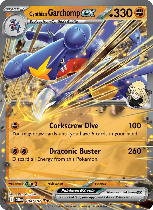 Cynthia's Garchomp ex Holo 104/182 Destined Rivals Pokémon Card