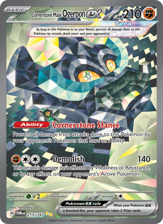 Cornerstone Mask Ogerpon ex Holo 215/167 Twilight Masquerade Pokémon Card