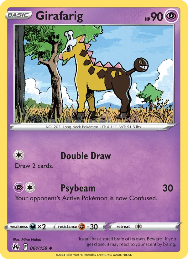 Girafarig Reverse Holo 061/159 Crown Zenith Pokémon Card