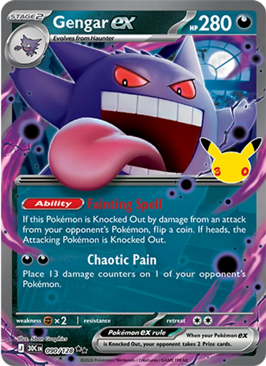 Gengar ex Normal 090/128 30th Celebration Pokémon Card