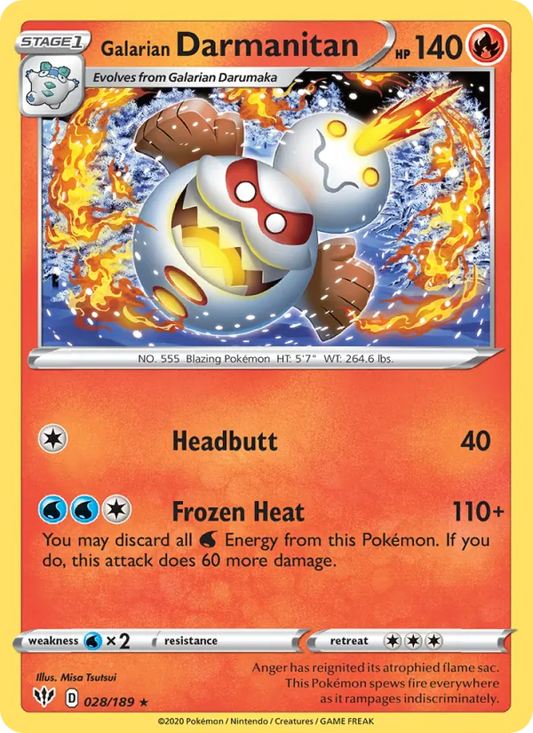 Galarian Darmanitan Normal 028/189 Darkness Ablaze Pokémon Card