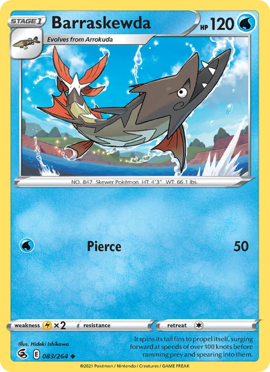 Barraskewda Reverse Holo 083/264 Fusion Strike Pokémon Card