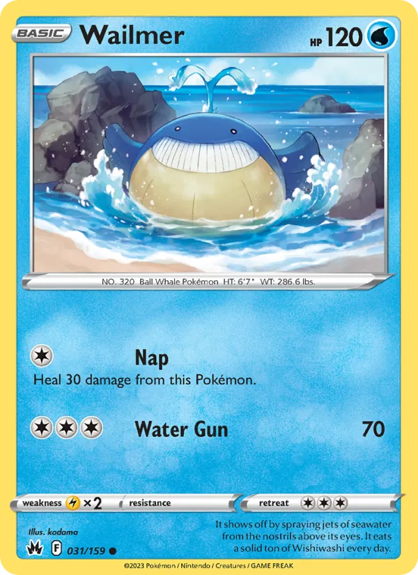 Wailmer Reverse Holo 031/159 Crown Zenith Pokémon Card