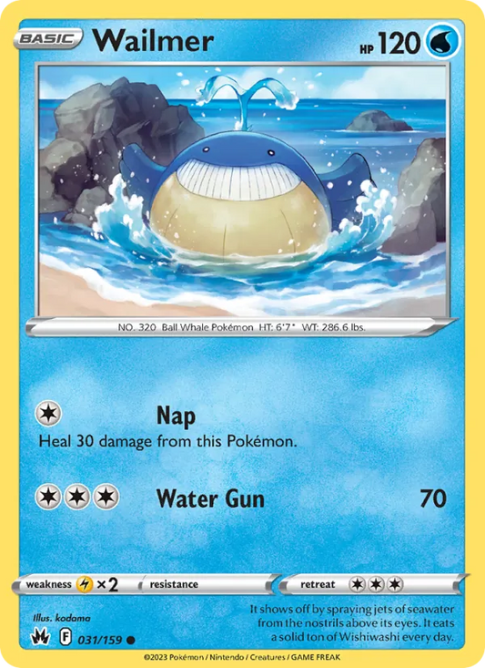 Wailmer Reverse Holo 031/159 Crown Zenith Pokémon Card