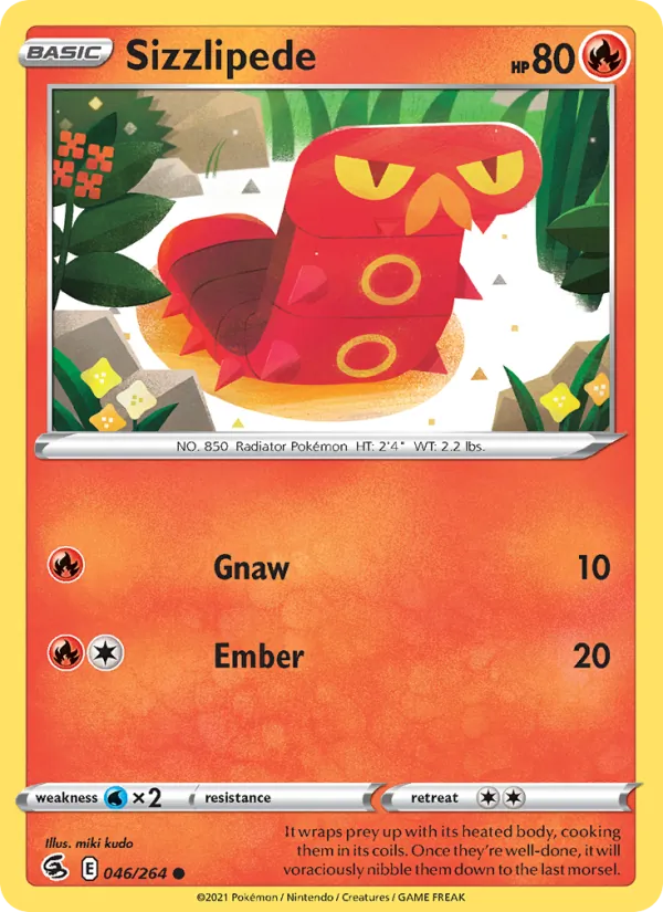 Sizzlipede Reverse Holo 046/264 Fusion Strike Pokémon Card