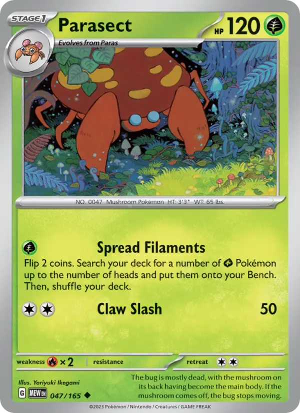 Parasect Reverse Holo 047/165 151 Pokémon Card