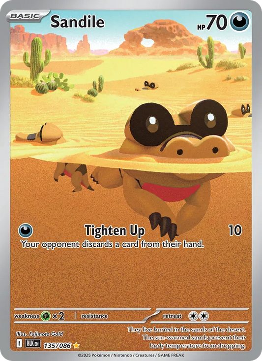 Sandile Holo 135/86 Black Bolt Pokémon Card