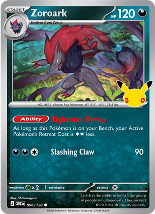 Zoroark Normal 096/128 30th Celebration Pokémon Card