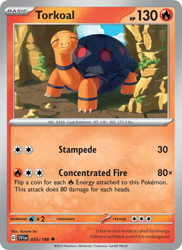 Torkoal Non-Foil 035/198 Scarlet & Violet Pokémon Card