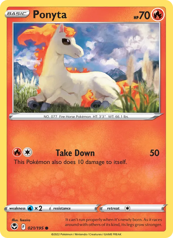 Ponyta Reverse Holo 021/195 Silver Tempest Pokémon Card