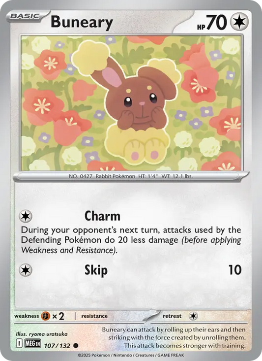 Buneary Reverse Holo 107/132 Mega Evolution Pokémon Card