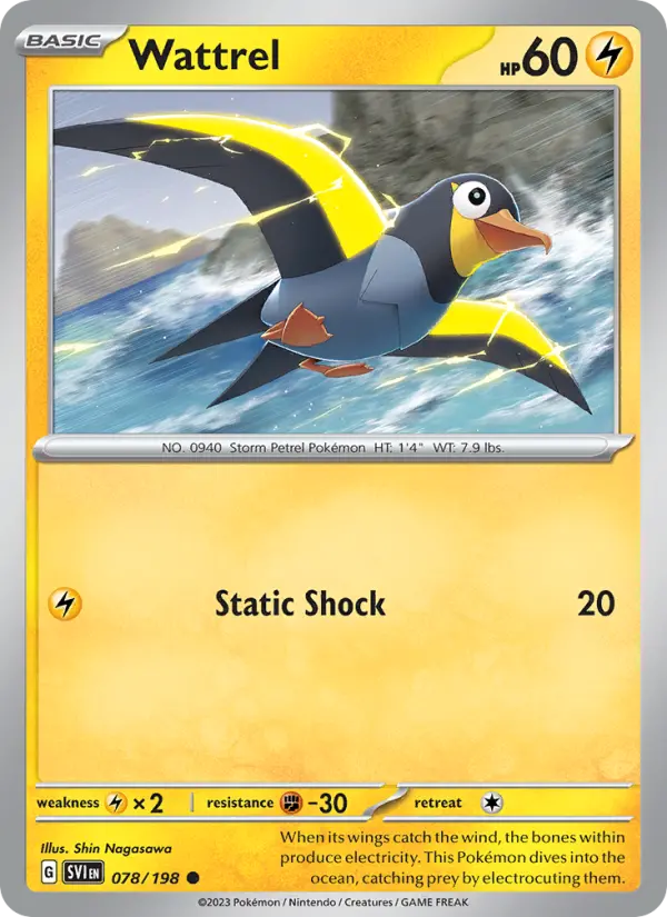 Wattrel Non-Foil 078/198 Scarlet & Violet Pokémon Card