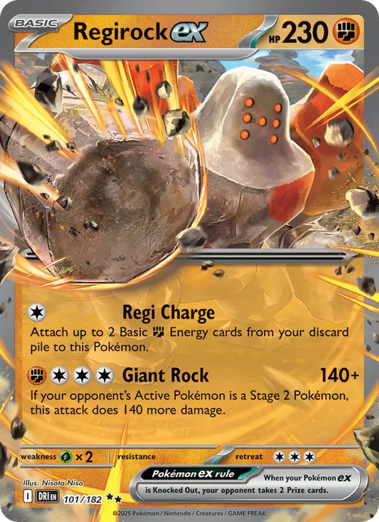 Regirock ex Holo 101/182 Destined Rivals Pokémon Card