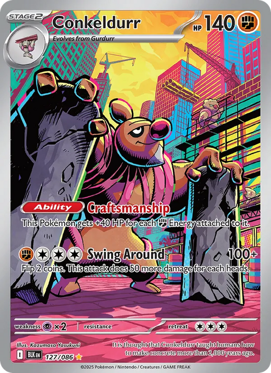 Conkeldurr Holo 127/86 Black Bolt Pokémon Card
