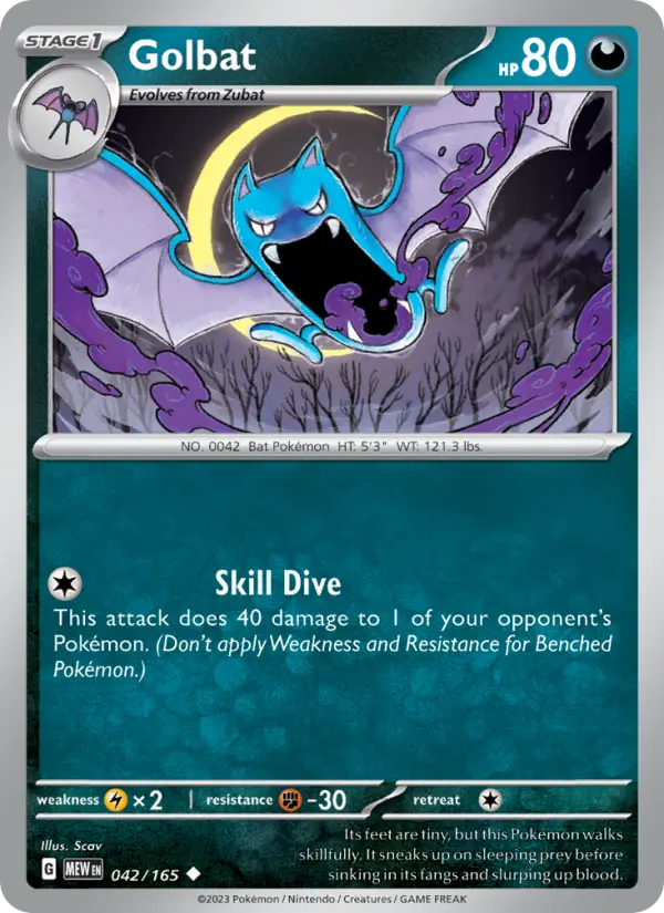 Golbat Reverse Holo 042/165 151 Pokémon Card