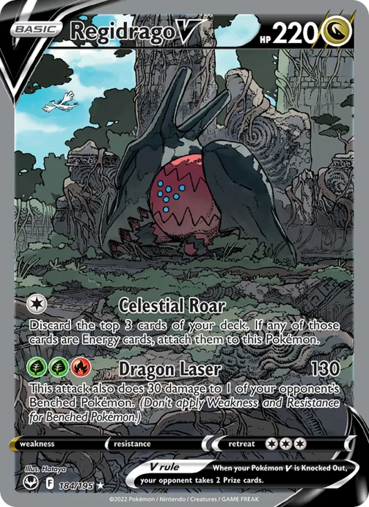Regidrago V Holo 184/195 Silver Tempest Pokémon Card